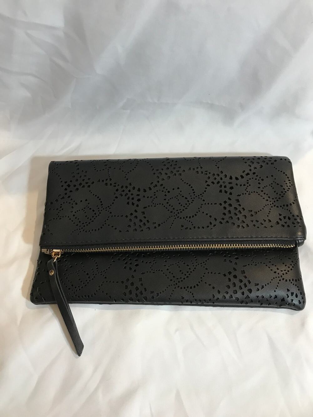 Urban Expressionss Perforated Vegan Leather Fold Over Clutch/Crossbody